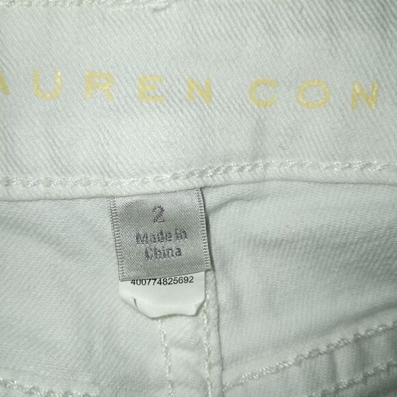 LC Lauren Conrad White Jean Shorts with Mid-Rise and Cuffed Hem Sz.2 EUC No Belt - Picture 6 of 8